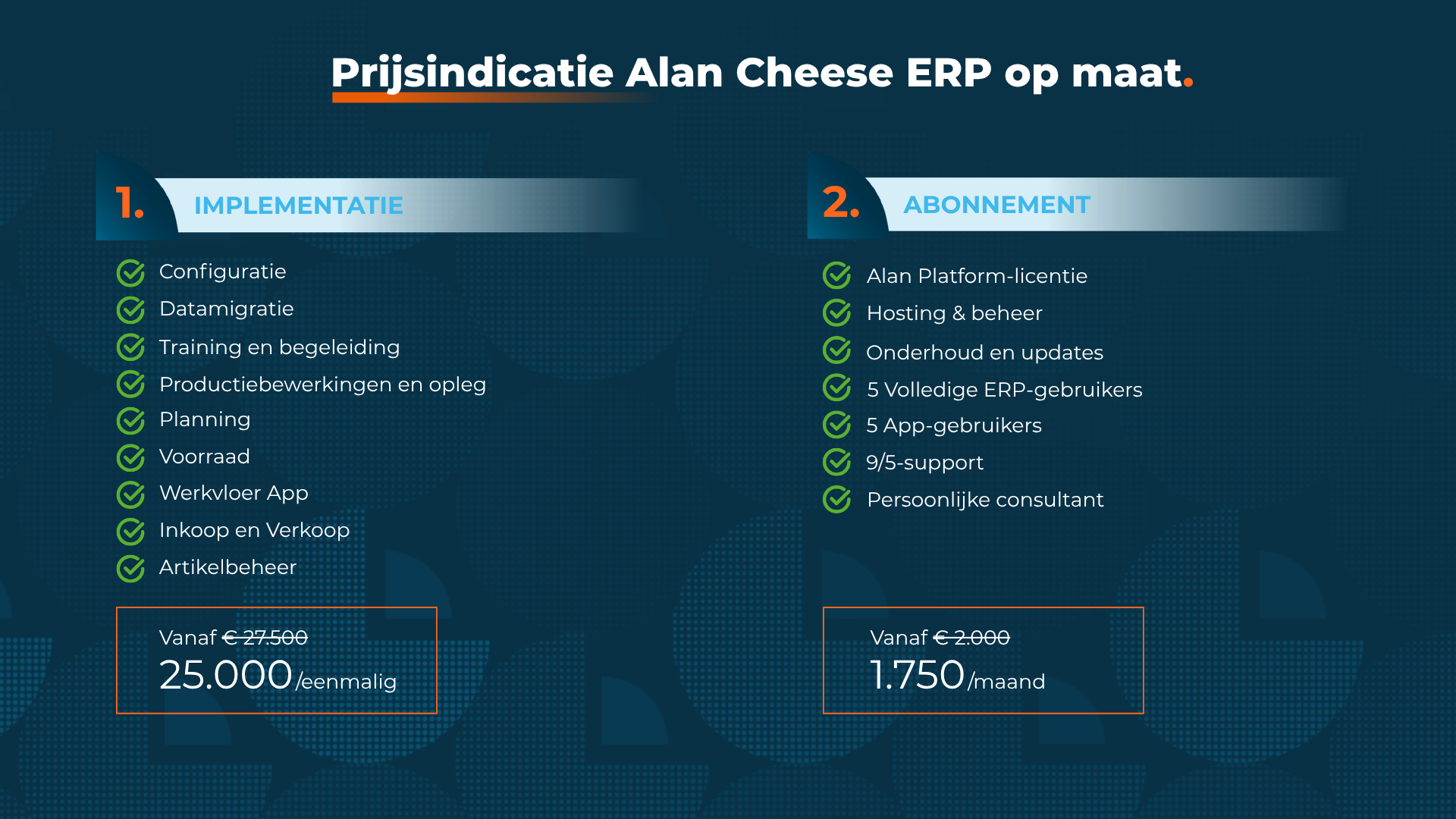 Pricing van Alan Cheese ERP